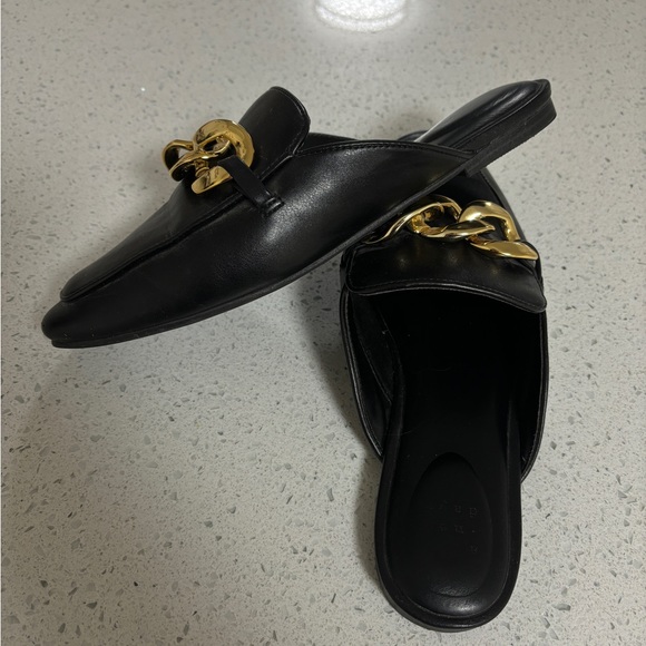 Black Loafer Flats with Gold Detailing - Picture 7 of 9